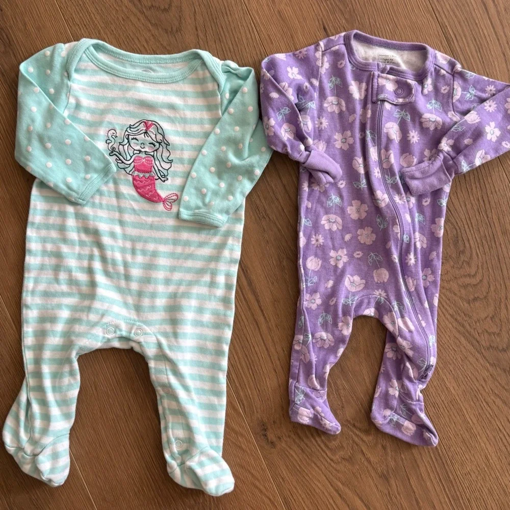 Baby Girl Clothing Lot 13pc Old Navy Gerber OshKosh 0-6M Bodysuits Leggings Pjs